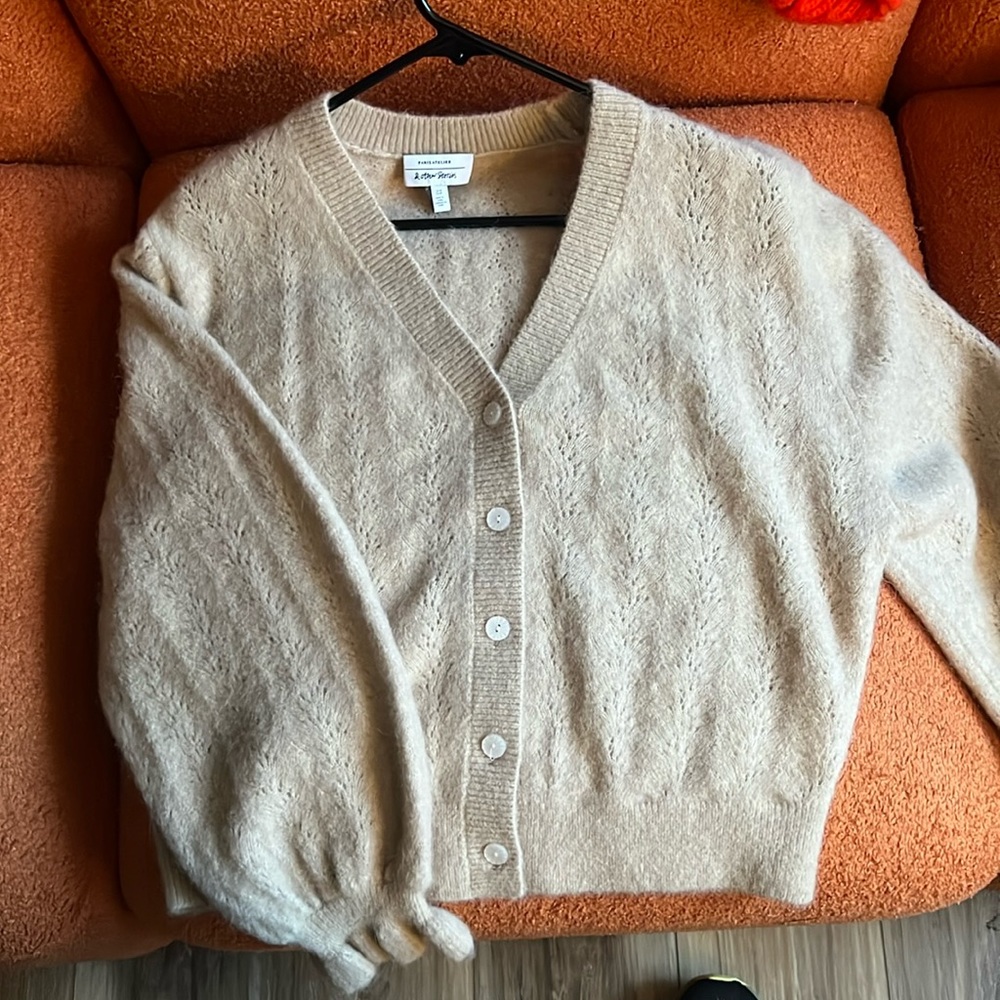 & Other Stories V neck cardigan tan